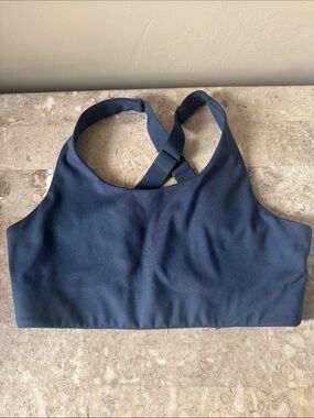 girlfriend collective navy crisscross strap sports bra